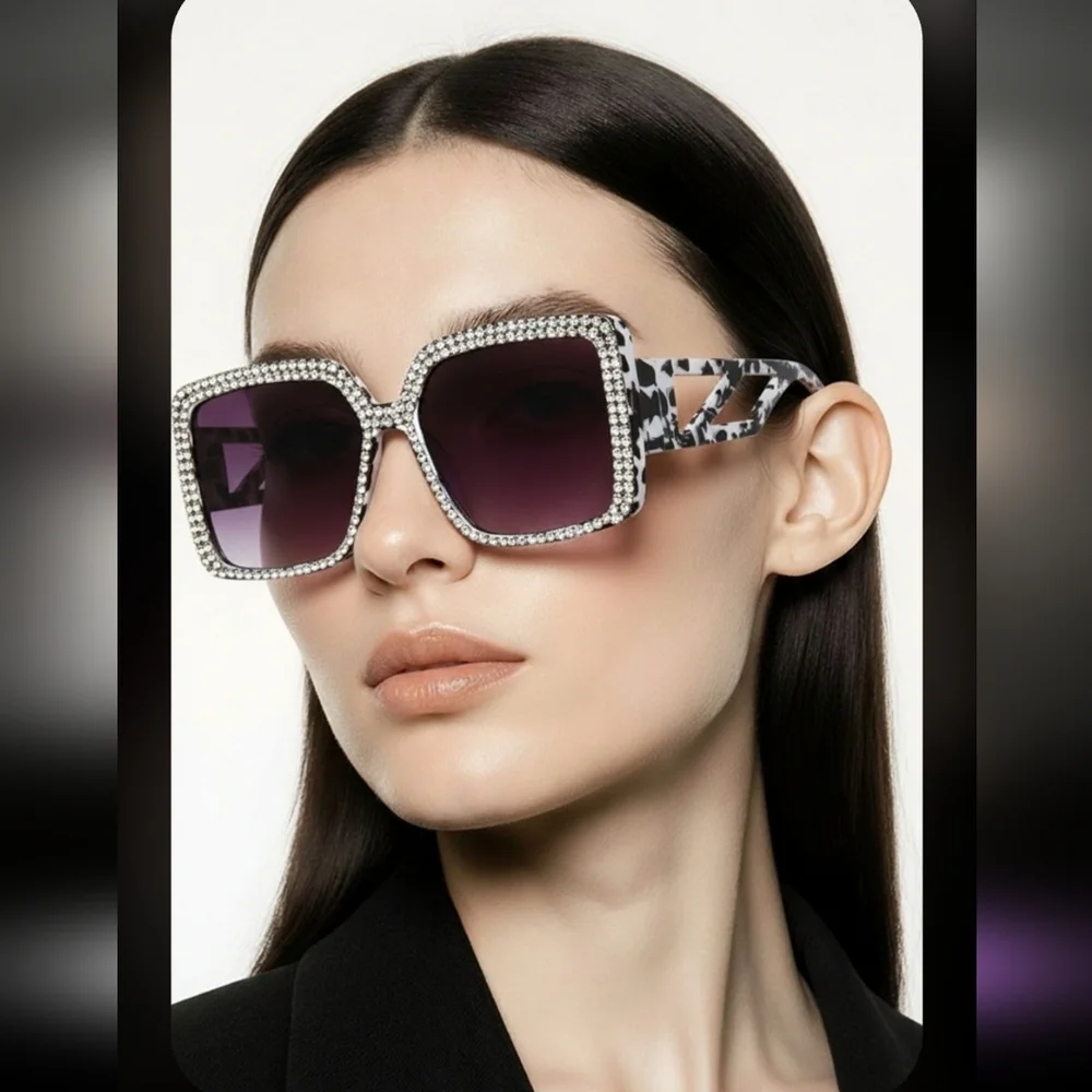 Oversized Square Women's Luxury Rhinestone Sunglasses